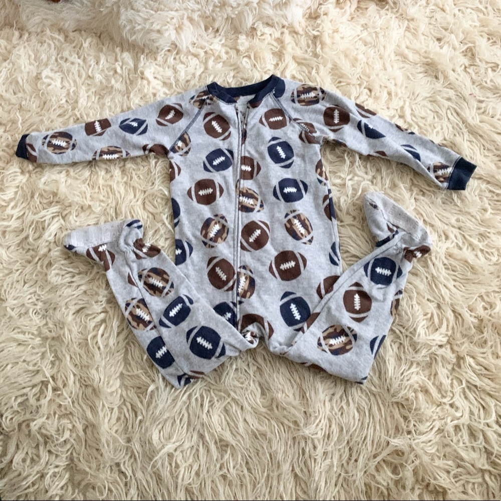 Carter’s | Child of Mine | Pajama One Piece Foot Covers Gray Blue Brown - Picture 3 of 9